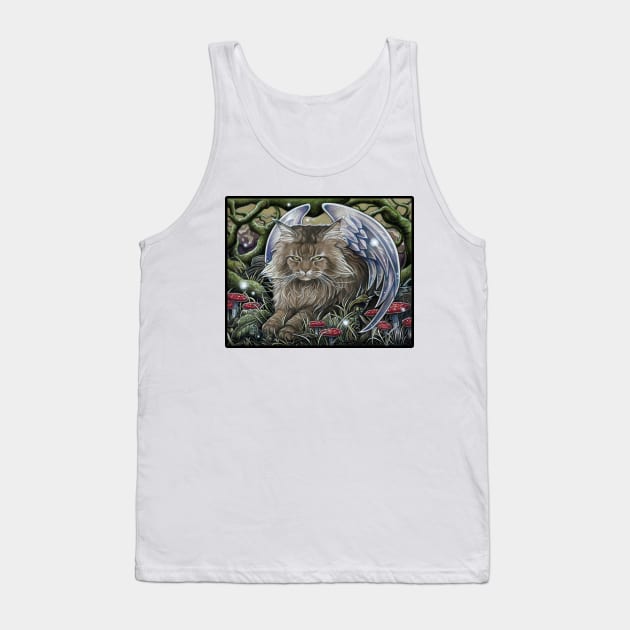 Cat Forest Spirit - Black Outlined Version Tank Top by Nat Ewert Art